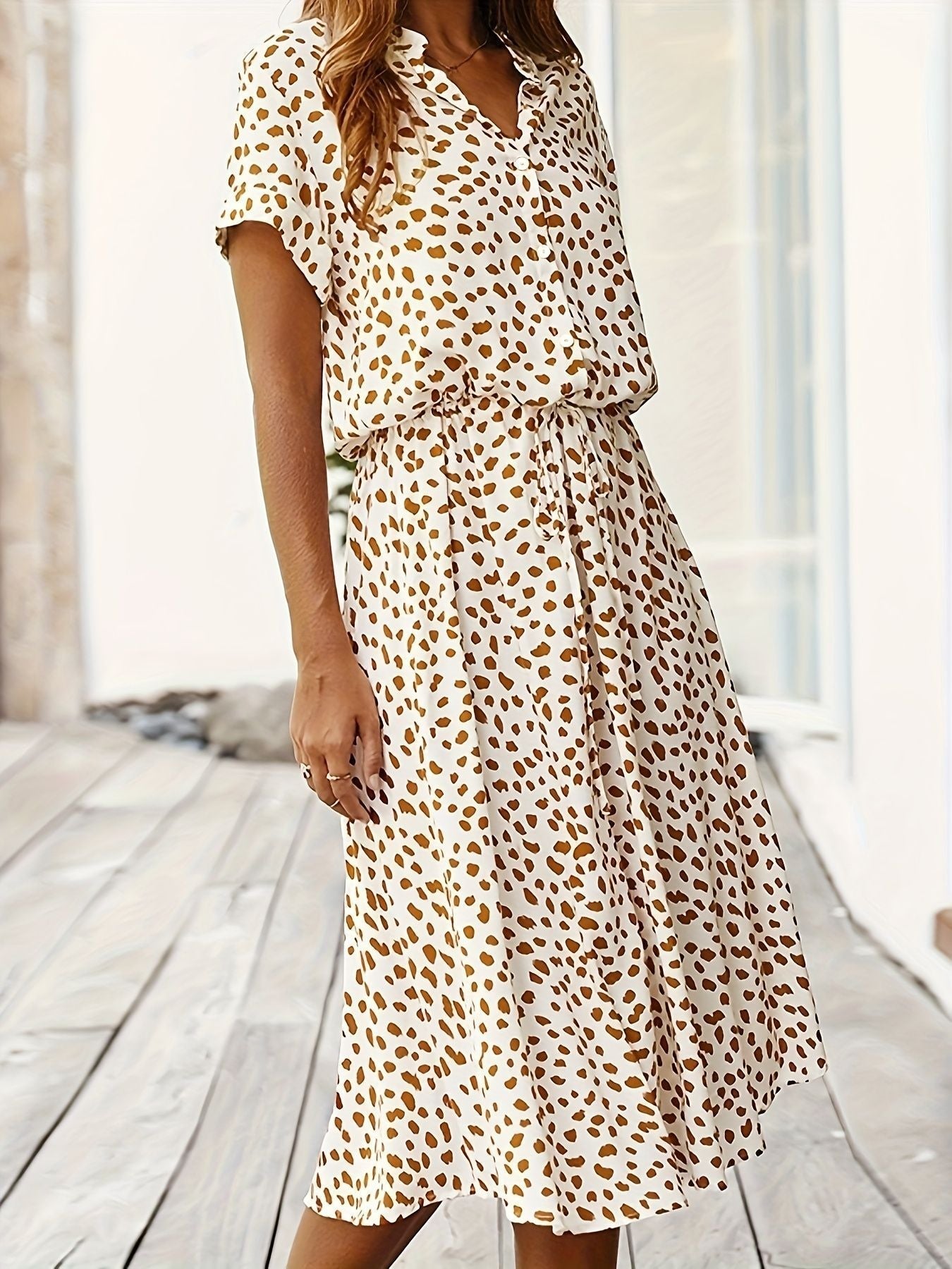 Hazel Blues® | Printed Short Sleeve Midi Dress