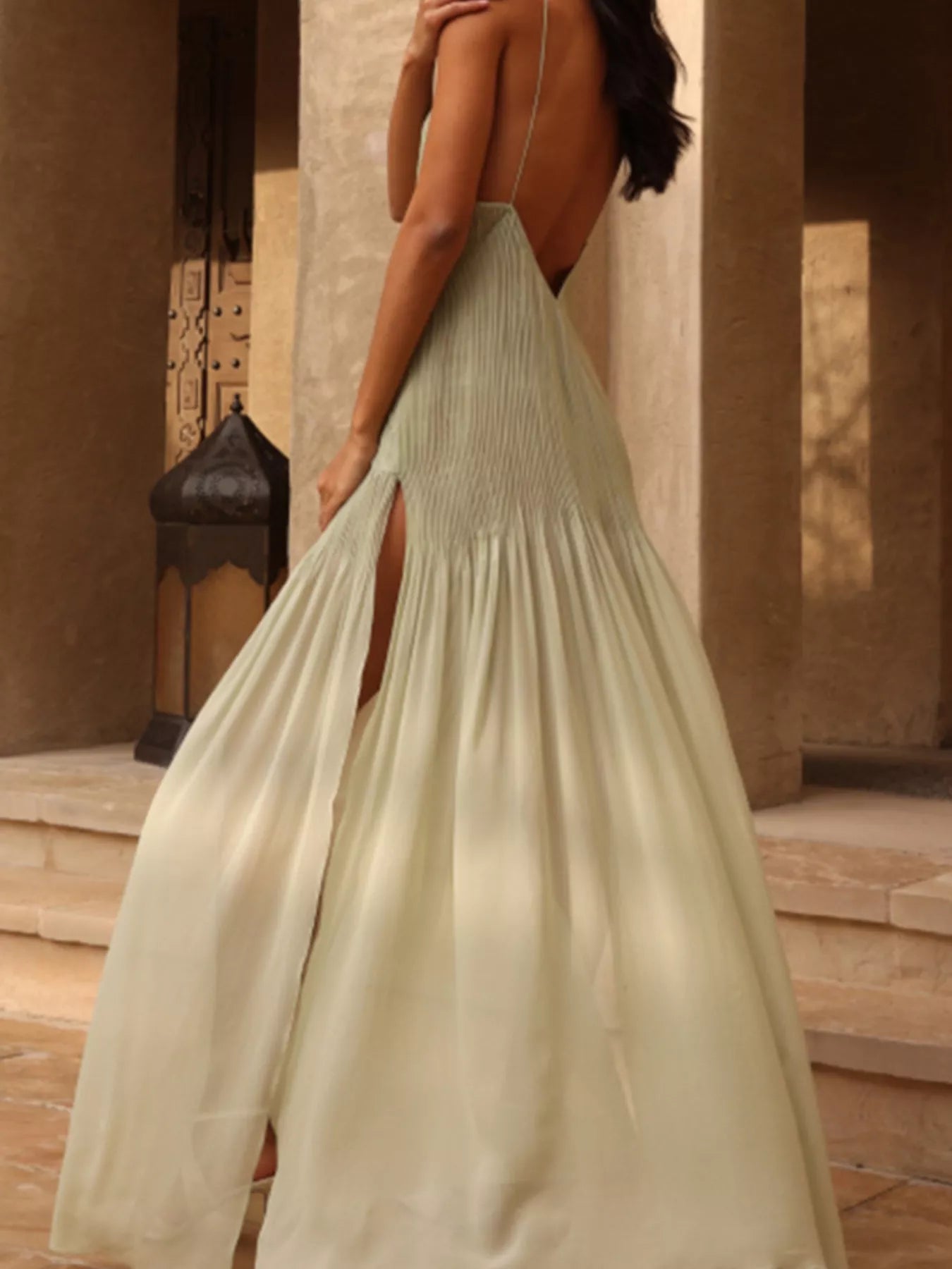 Hazel Blues® | Elegant Pleated Sheer Maxi Cami Dress