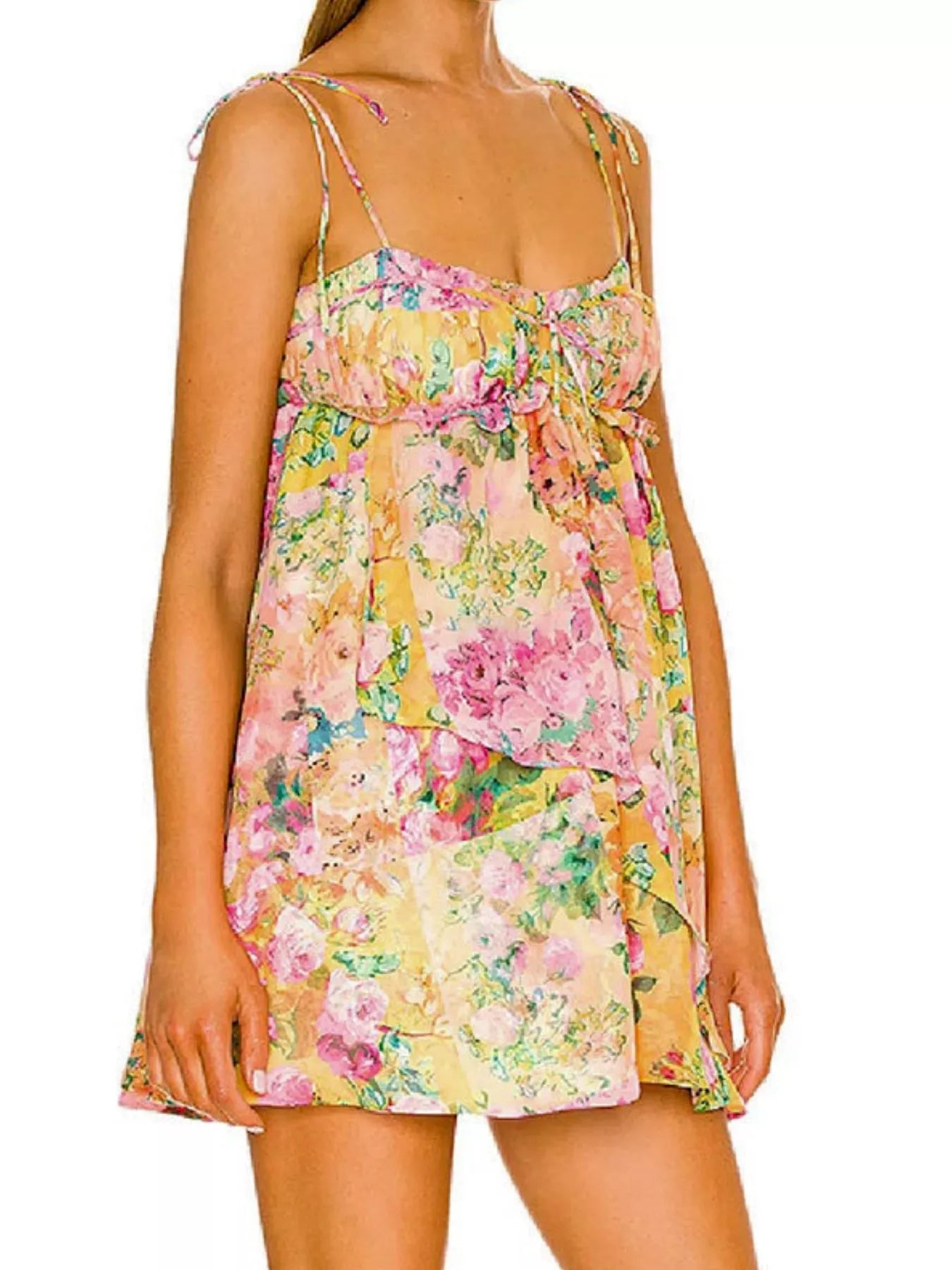 Hazel Blues® | Floral Print Tie-Shoulder Mini Dress