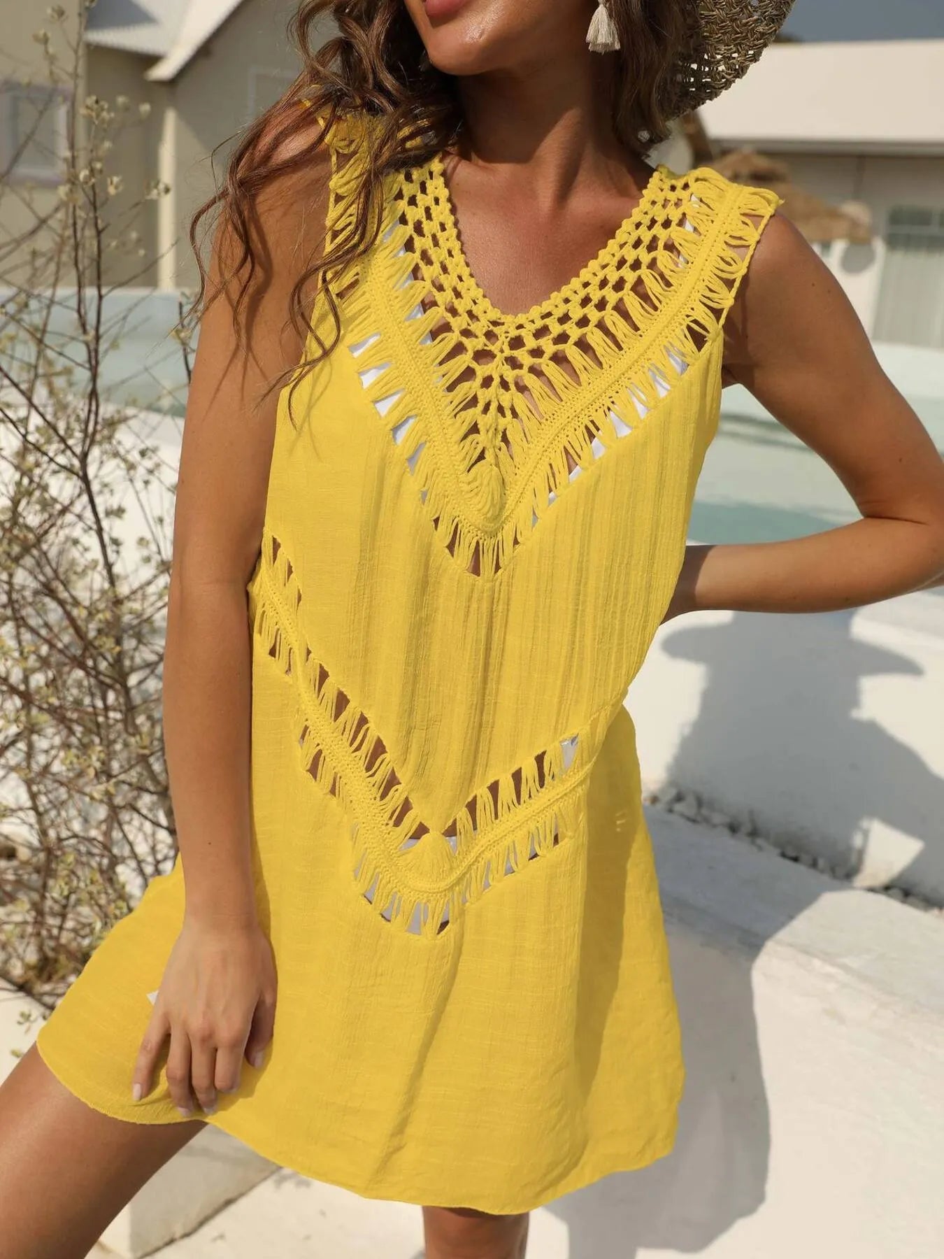 Hazel Blues® | Crochet Detail Beach Cover Up Dress