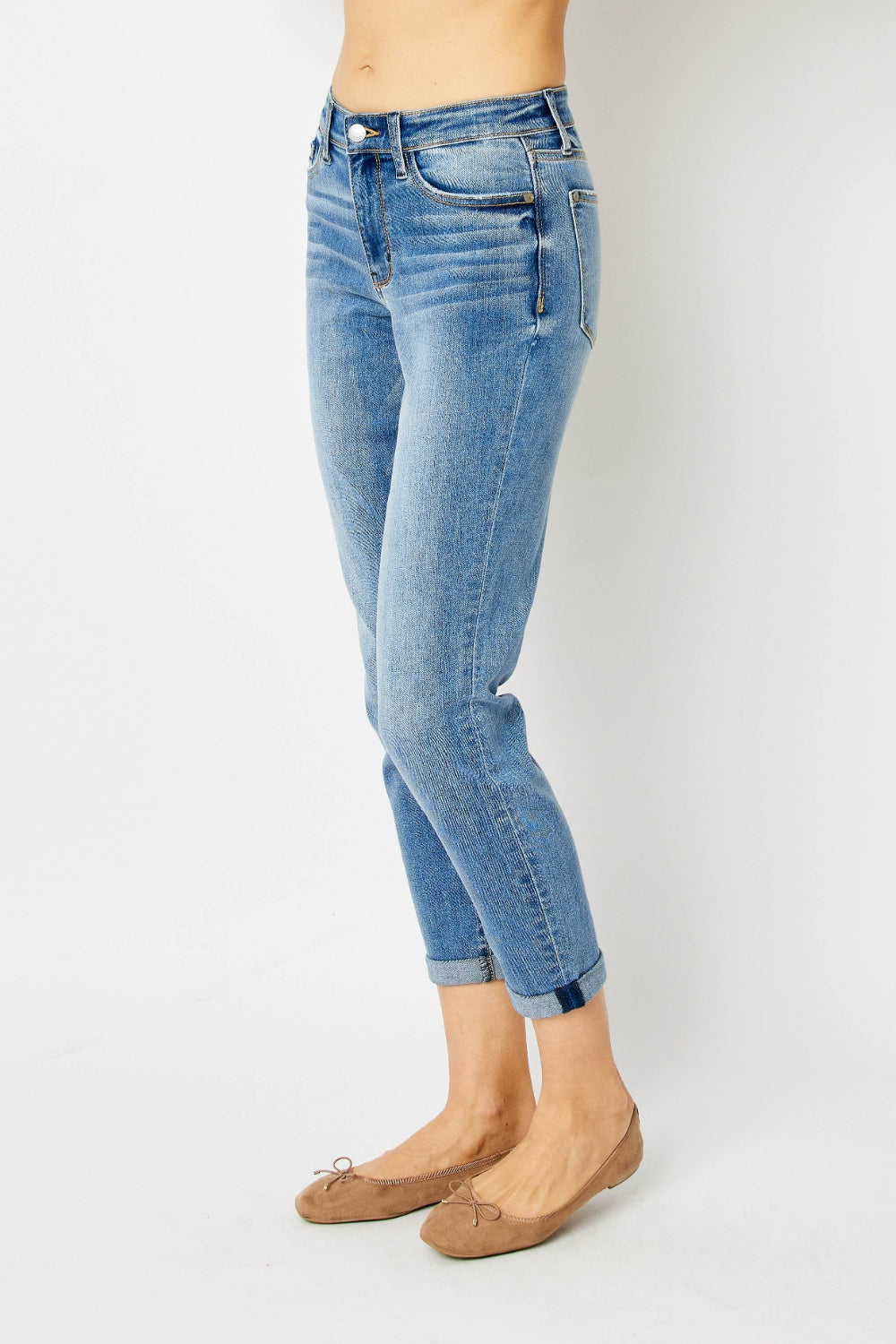 Hazel Blues® | Judy Blue Cuffed Hem Slim Jeans