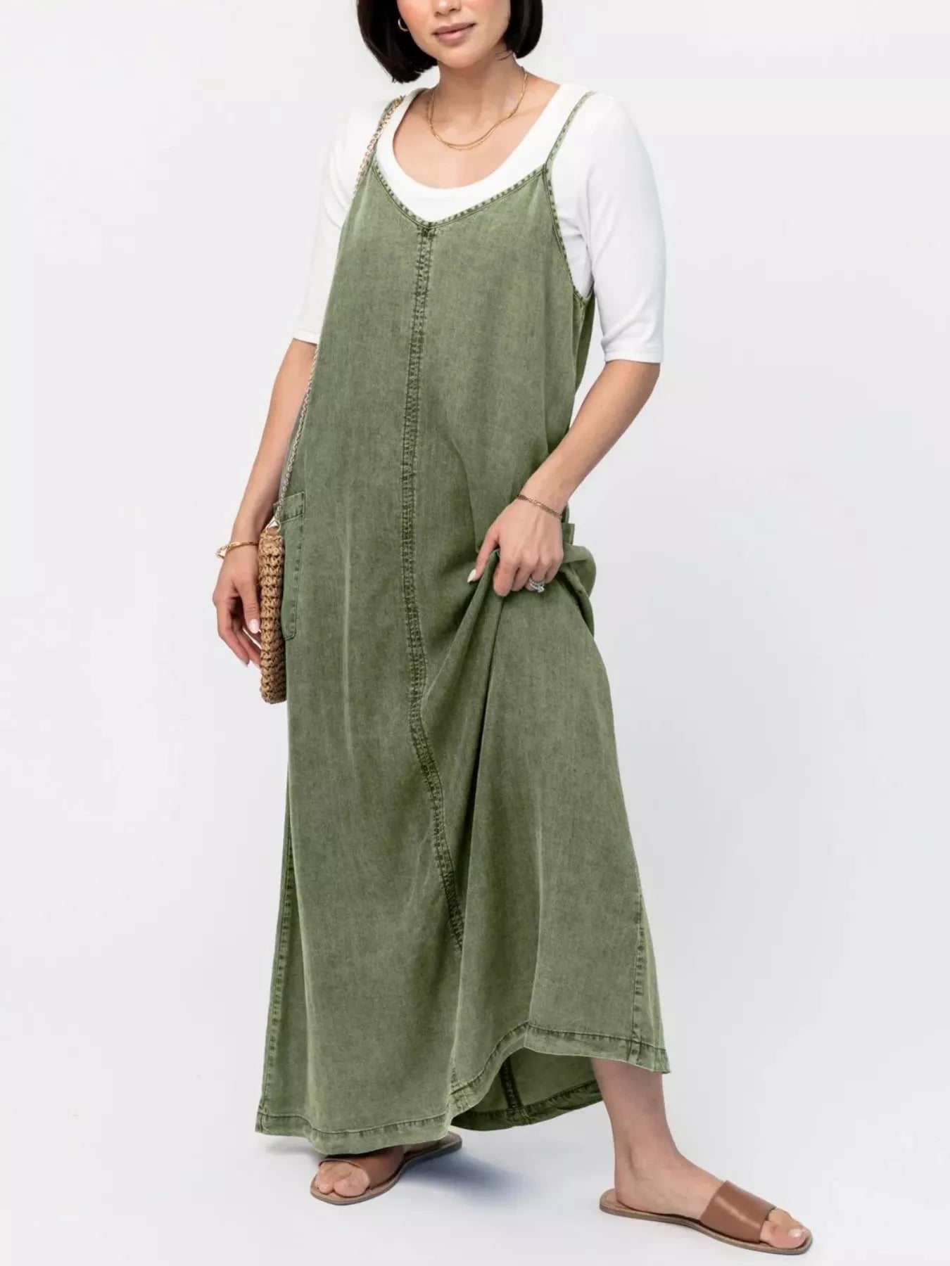 Hazel Blues® | Casual Washed Denim Cami Maxi Dress