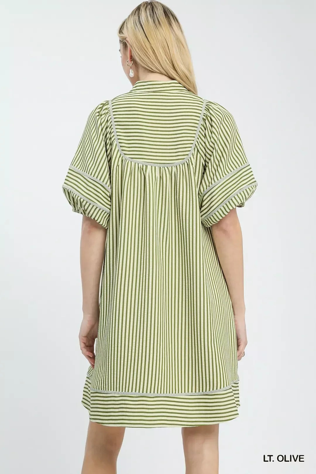 Hazel Blues® | Umgee Striped Puff Sleeve Shift Dress