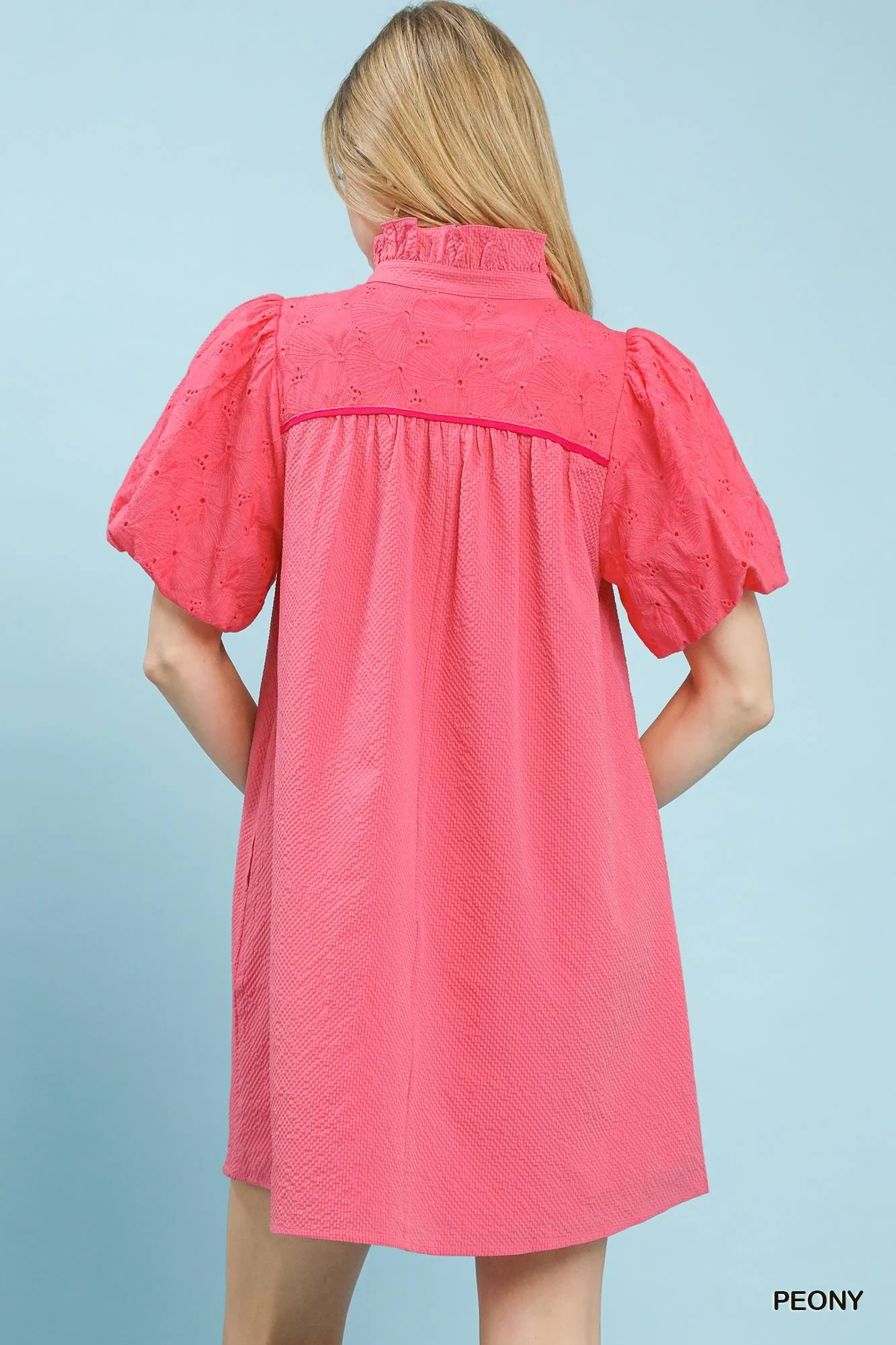 Hazel Blues® | Umgee Puff Sleeve Textured Babydoll Dress