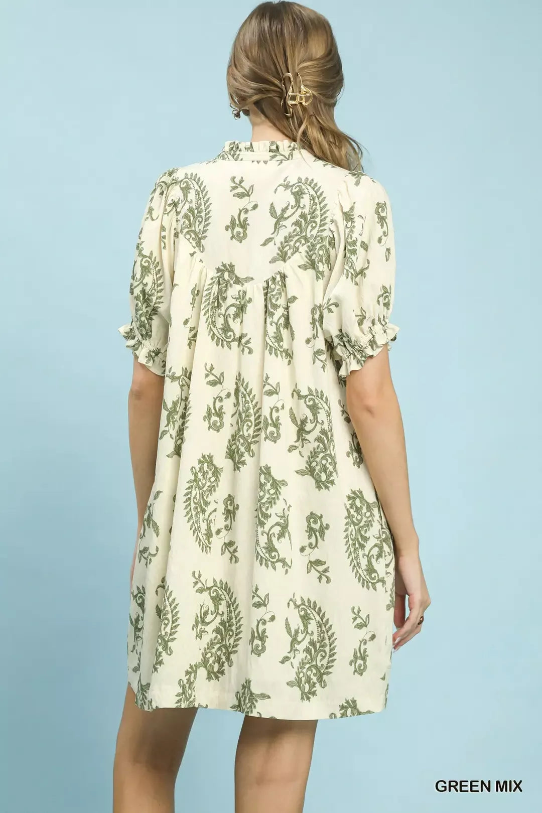 Hazel Blues® | Umgee Mix Paisley Scallop Trim Dress