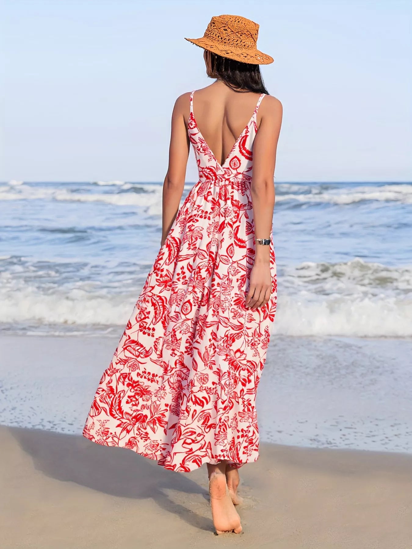 Hazel Blues® | Printed Spaghetti Strap Midi Dress