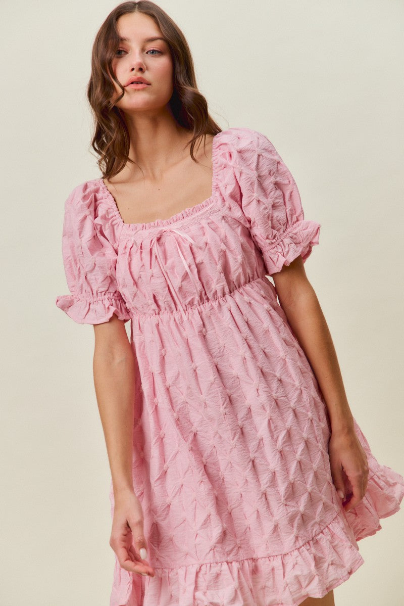 Hazel Blues® | SO ME Texture Woven Ruching On Bust Mini Dress