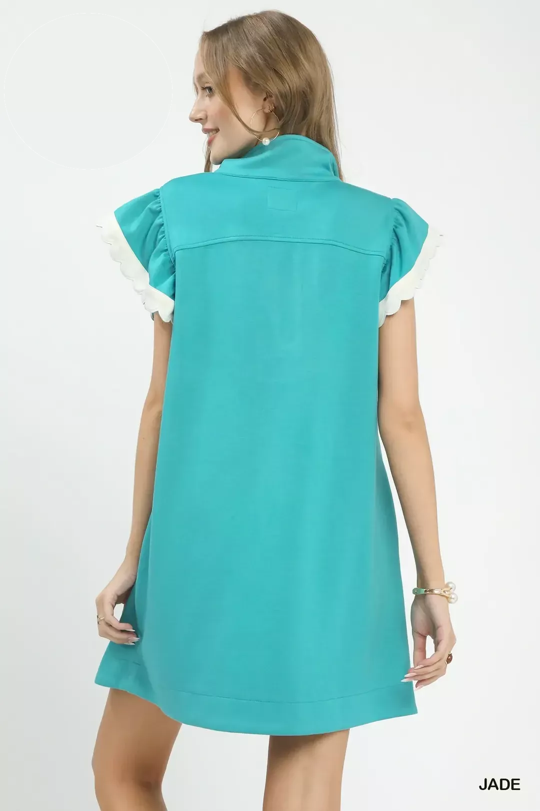 Hazel Blues® | Umgee Zip-Neck Flutter Sleeve Dress