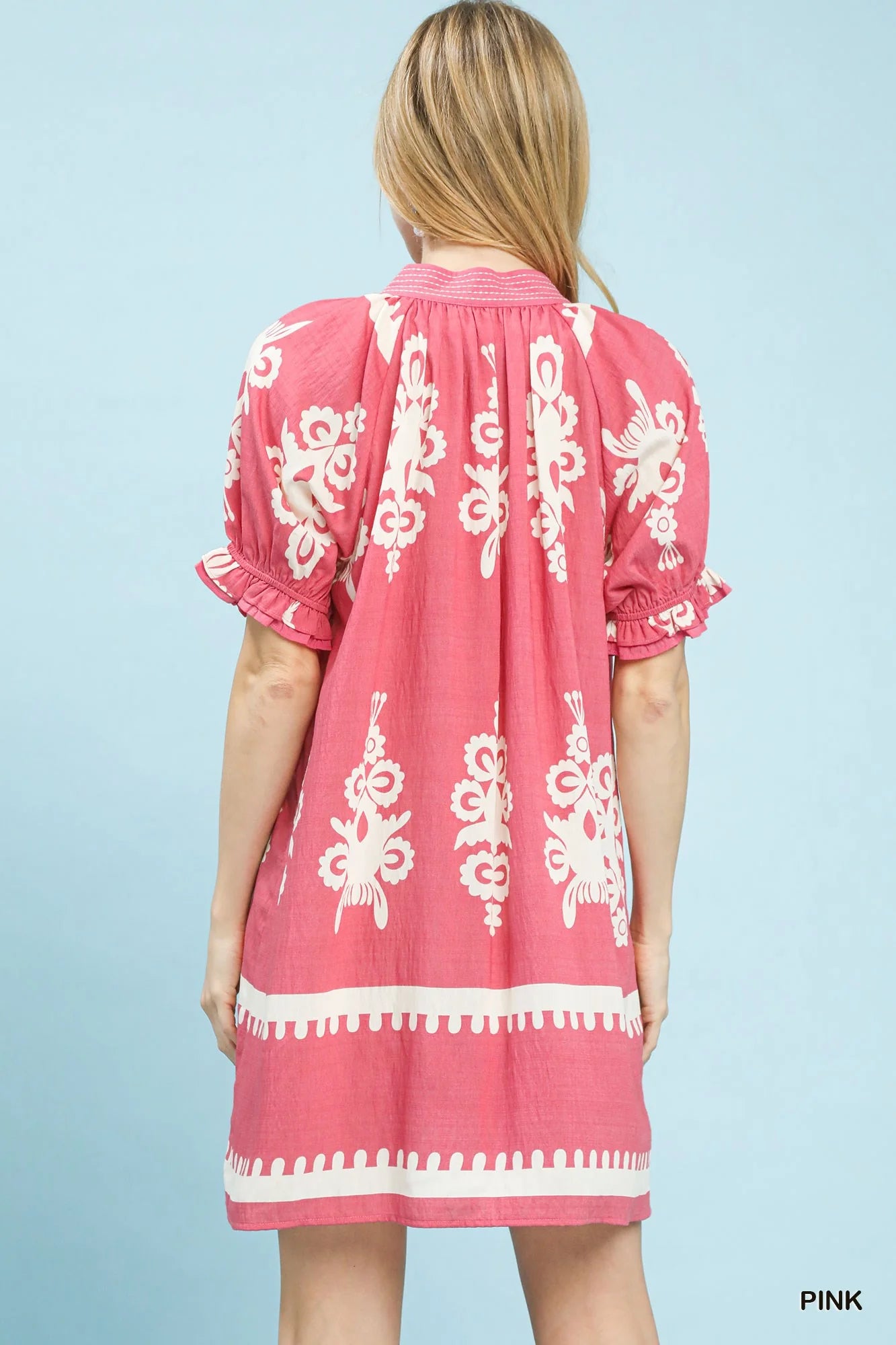 Hazel Blues® | Umgee Two Tone Border Print Mini Dress