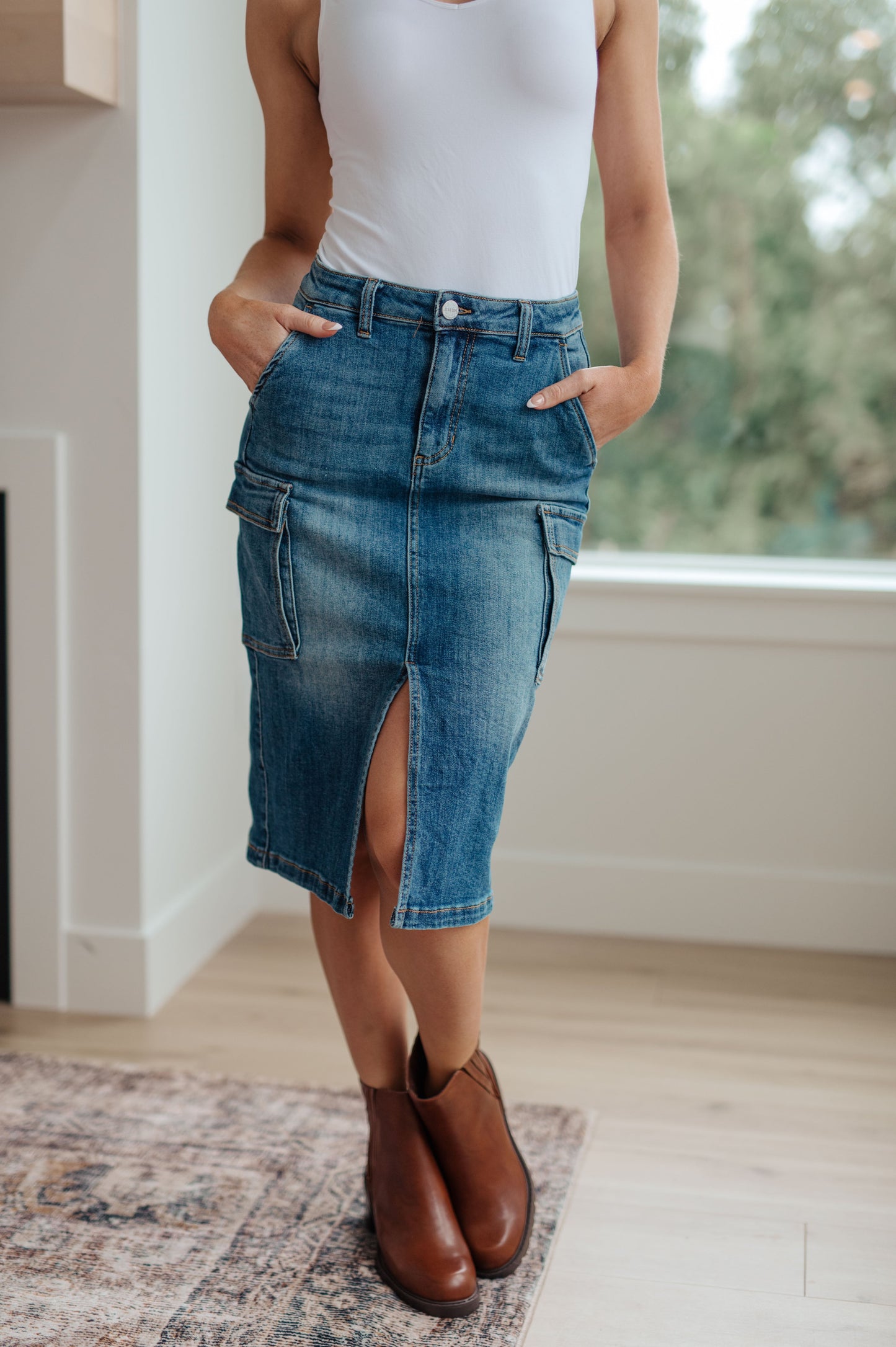 Hazel Blues® | Always Be There Cargo Denim Skirt