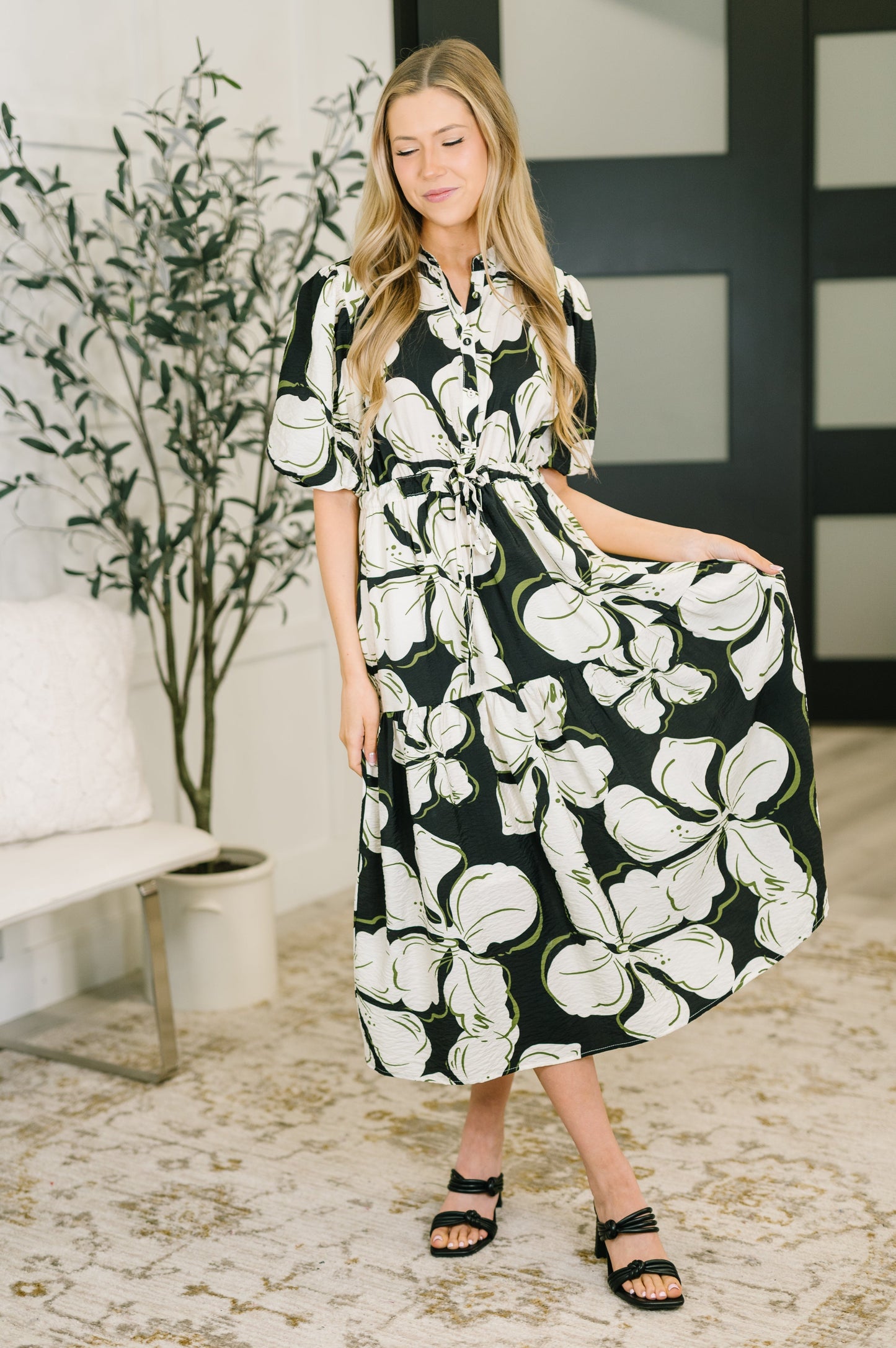 Hazel Blues® | Art Show Puff Sleeve Midi Dress