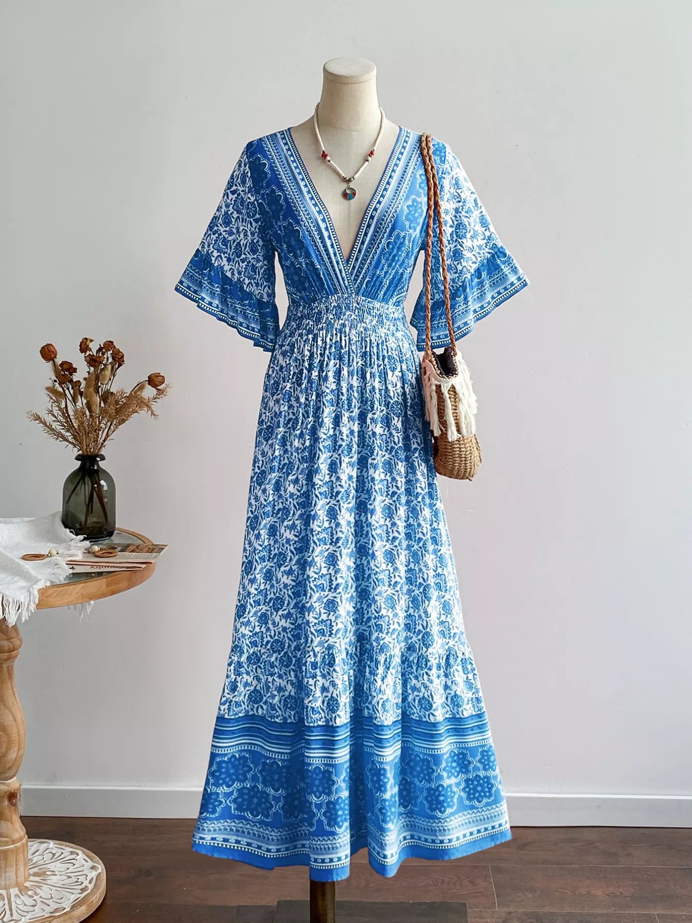 Hazel Blues® | Floral Print Flounce Sleeve Dress