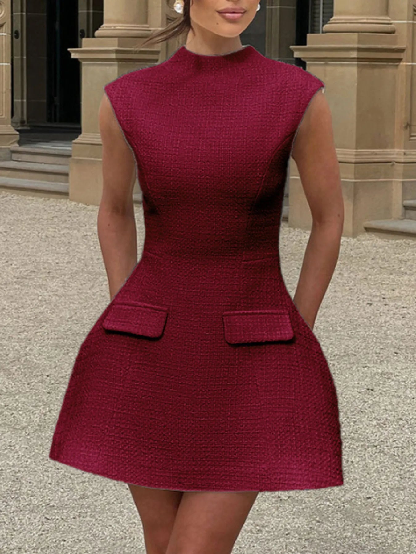 Hazel Blues® | Cutout Back Round Neck Cap Sleeve Mini Dress