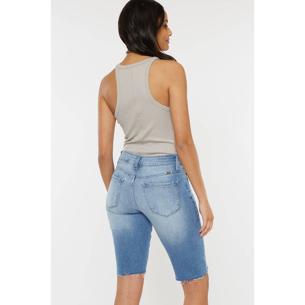 Hazel Blues® | Kan Can Mid Rise Distressed Bermuda Shorts