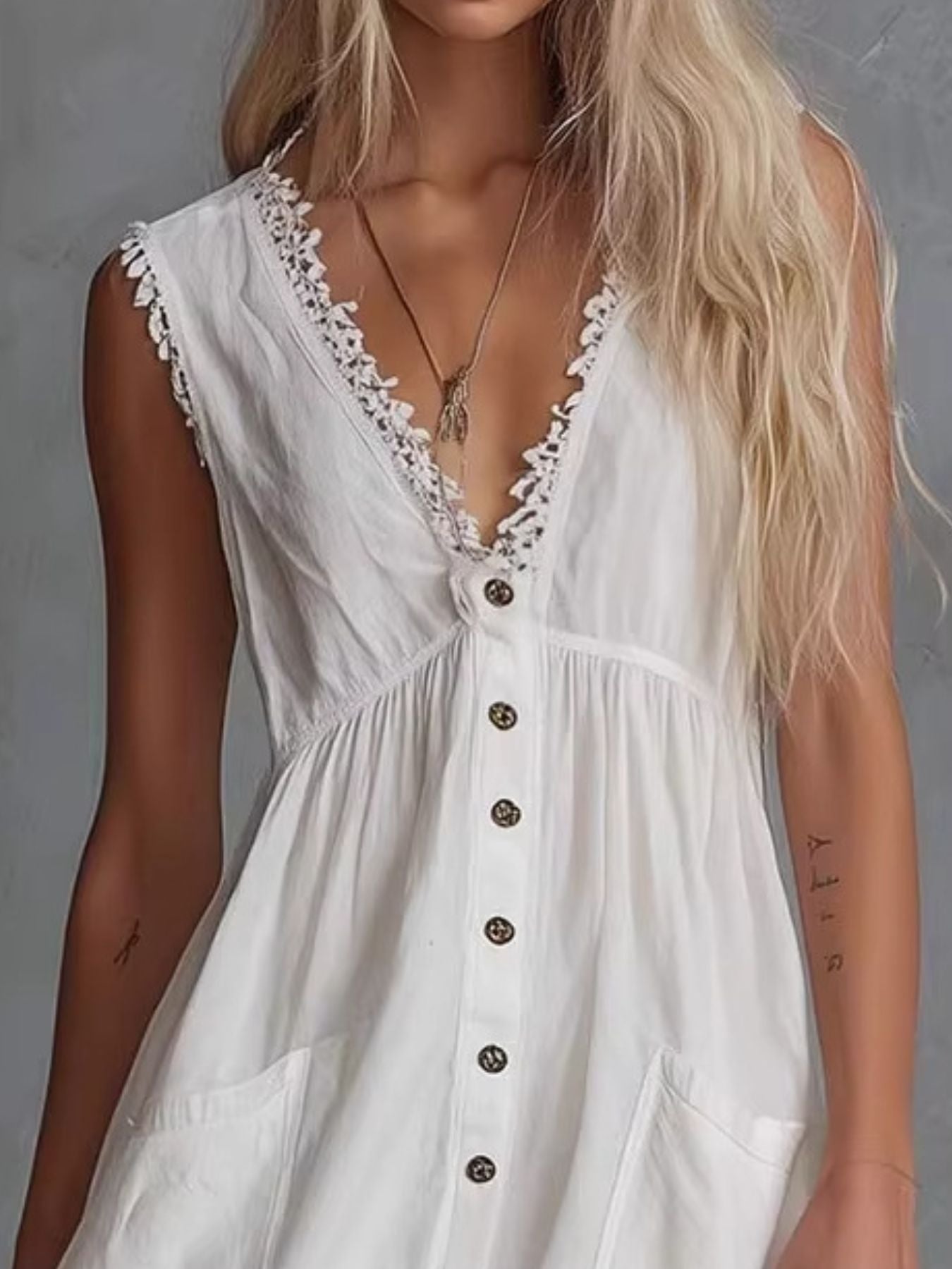 Hazel Blues® | Sleeveless V-Neck Mini Dress with Pockets