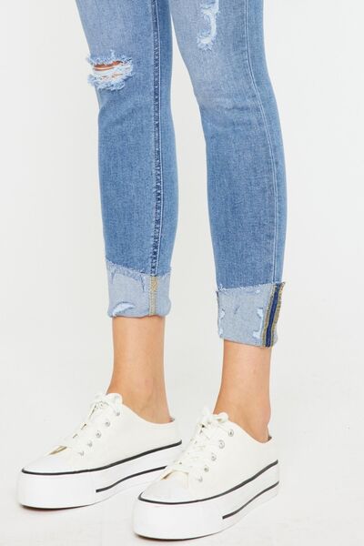 Hazel Blues® | Kancan Distressed Cat's Whiskers Button Fly Jeans
