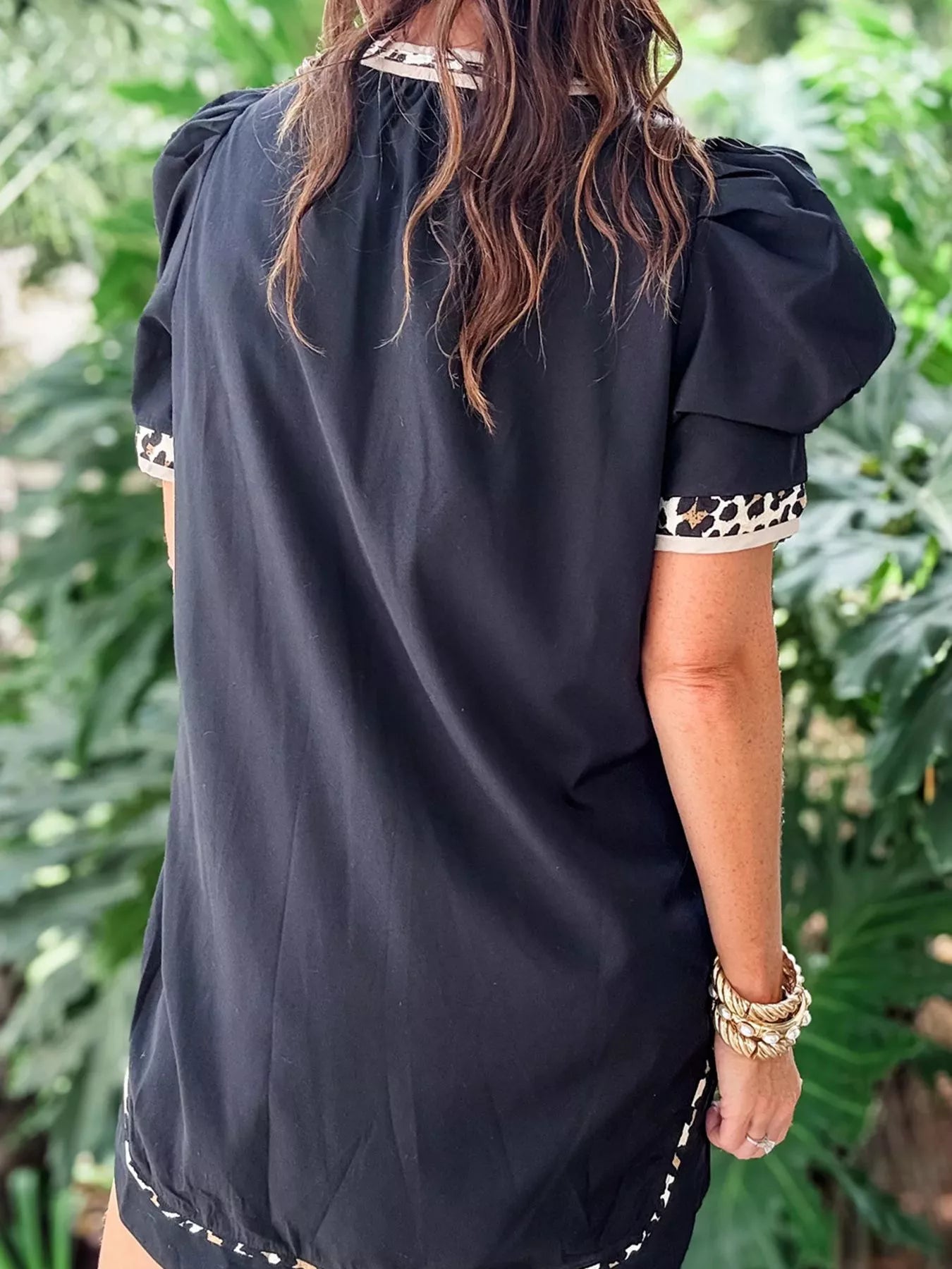 Hazel Blues® | Notched Puff Sleeve Mini Dress