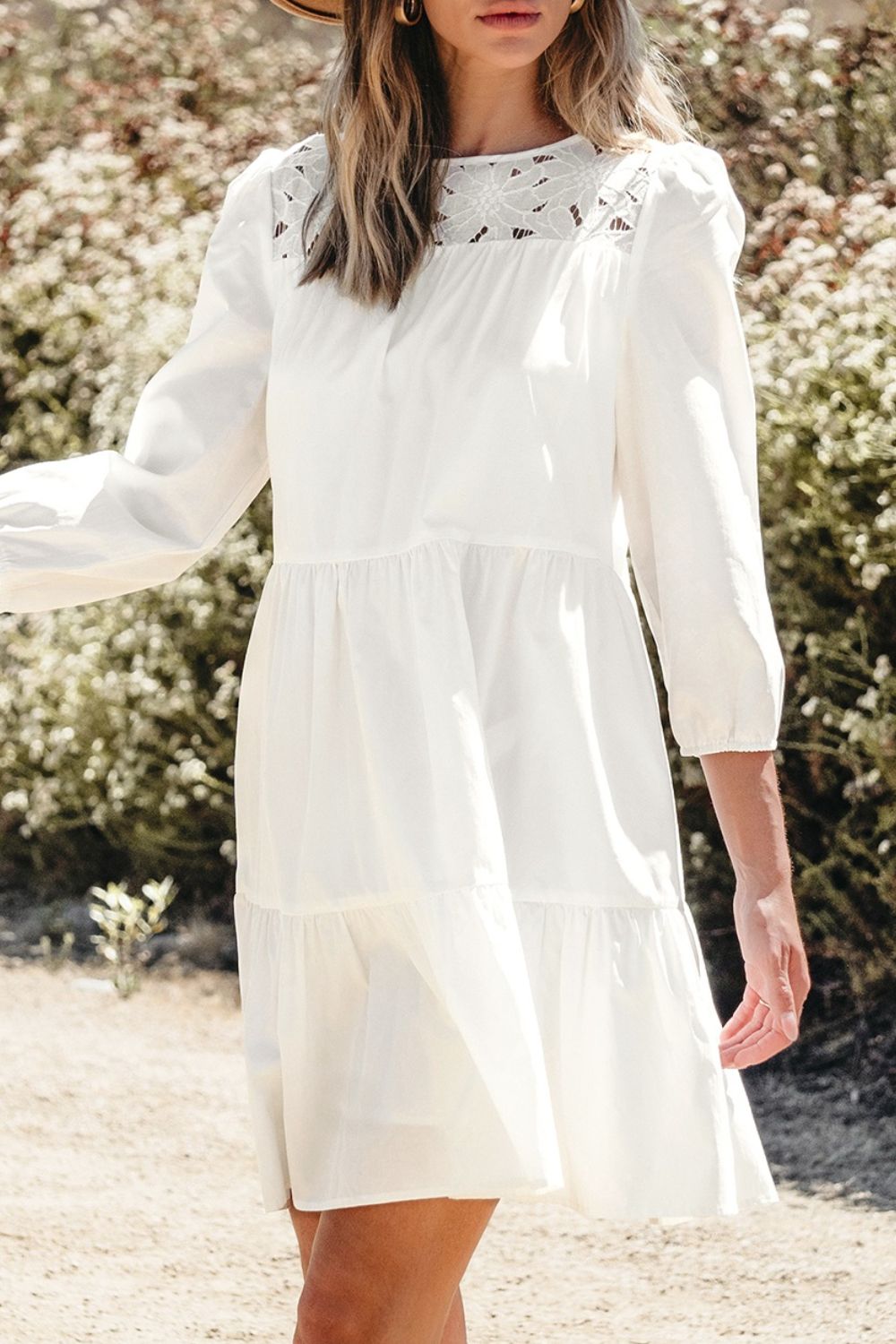 Hazel Blues® | 3/4 Sleeve Tiered Mini Dress