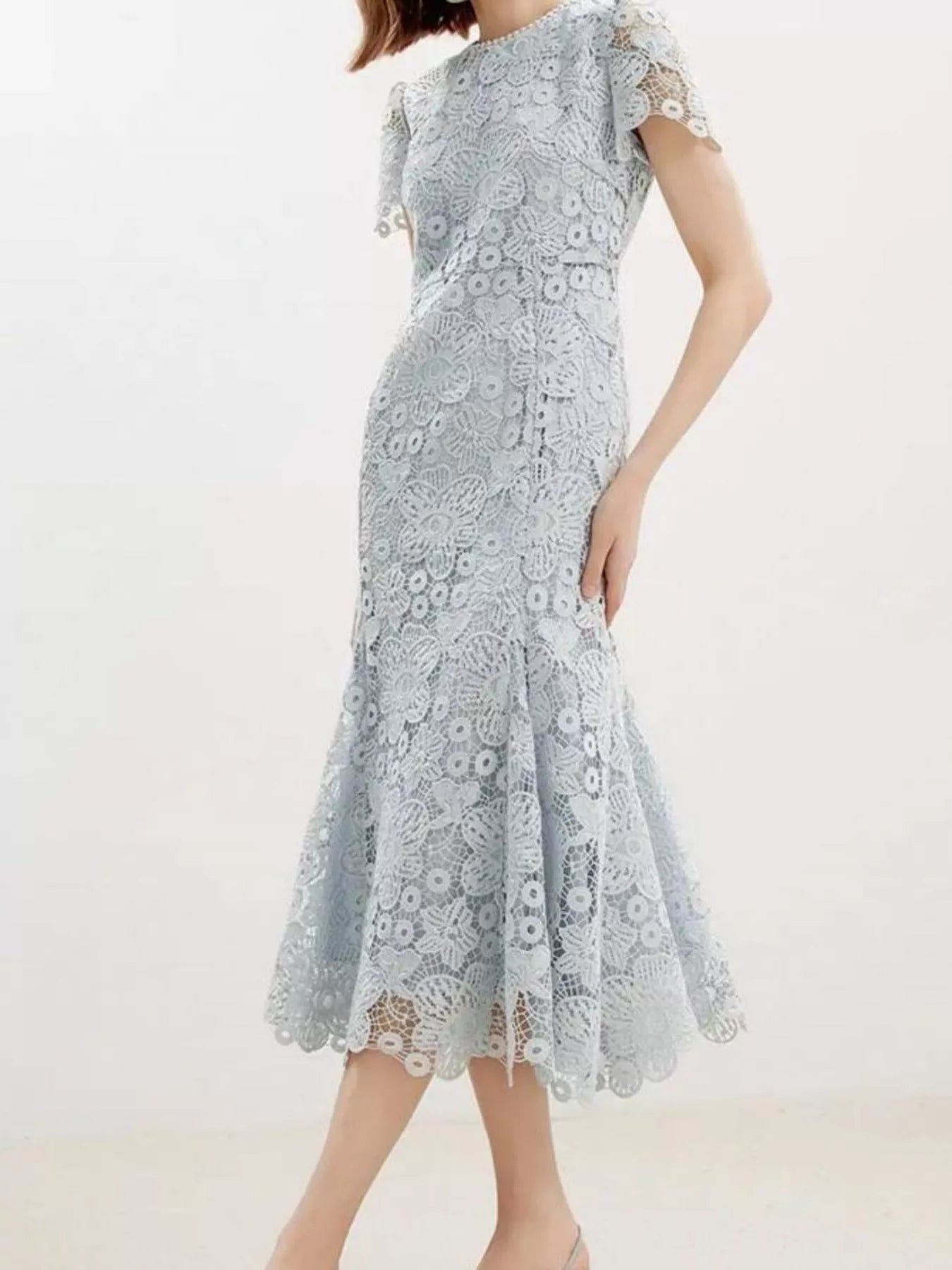 Hazel Blues® | Lace Short Sleeve Mermaid Dress