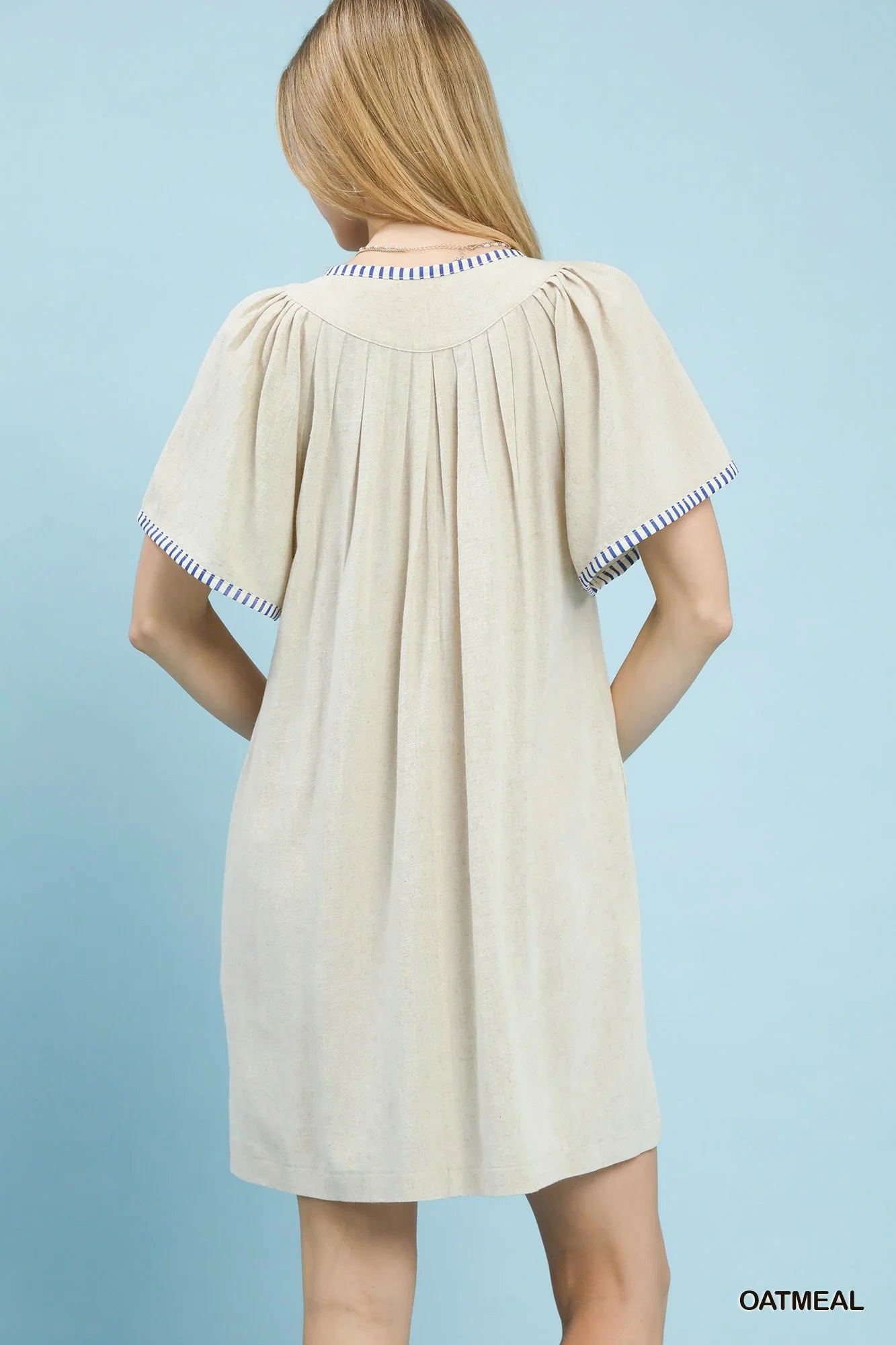 Hazel Blues® | Umgee Linen Trim Tunic Dress