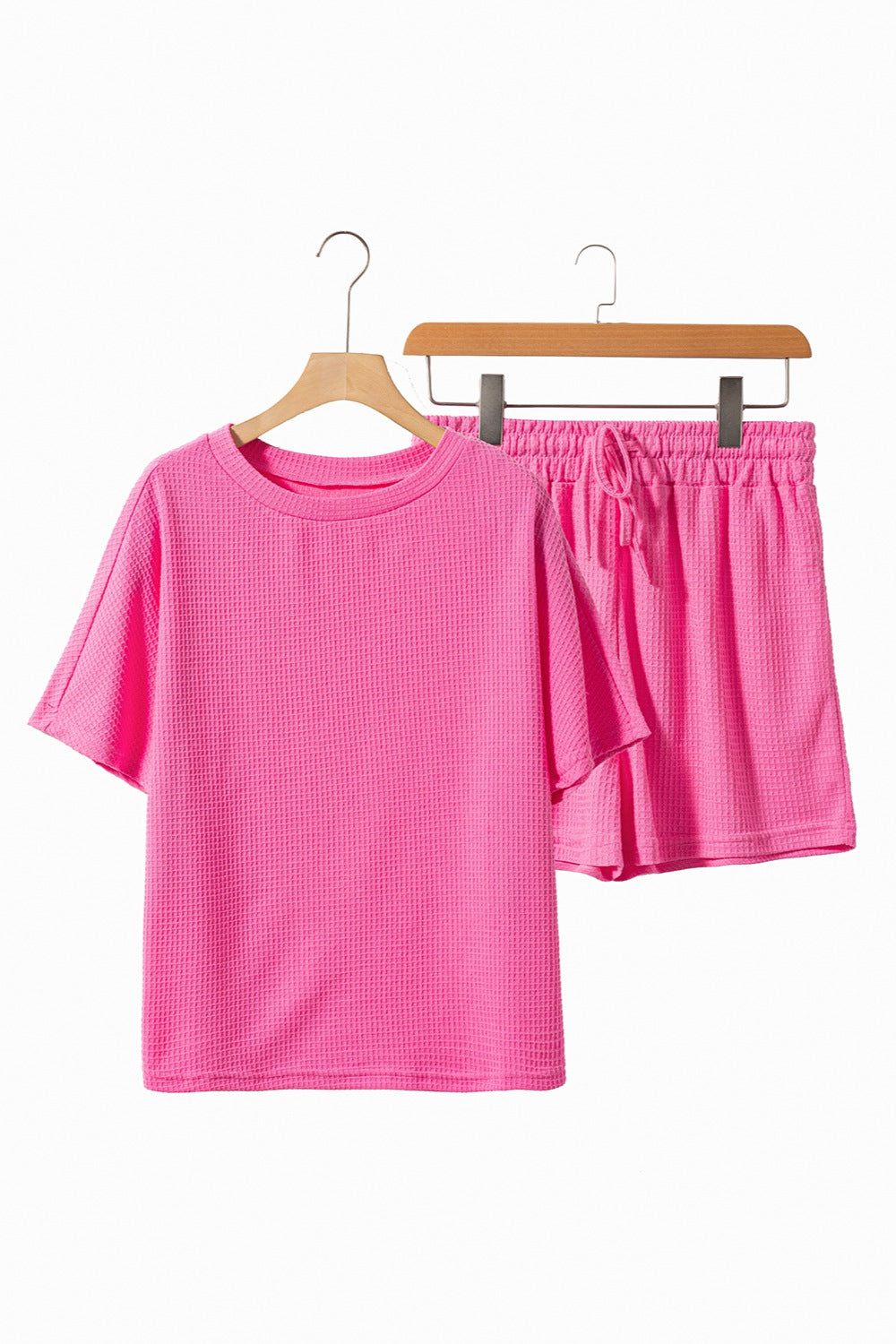 Hazel Blues® | Waffle-Knit Round Neck Top and Shorts Set