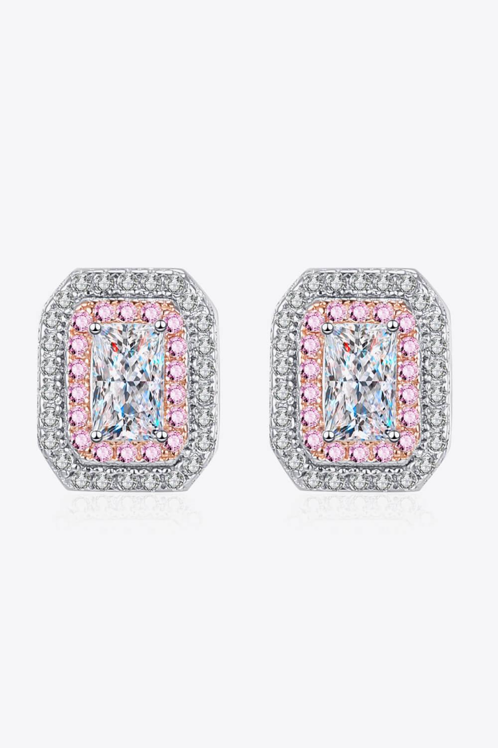 Hazel Blues® | 1 Carat Moissanite and Zircon Contrast Geometric Stud Earrings