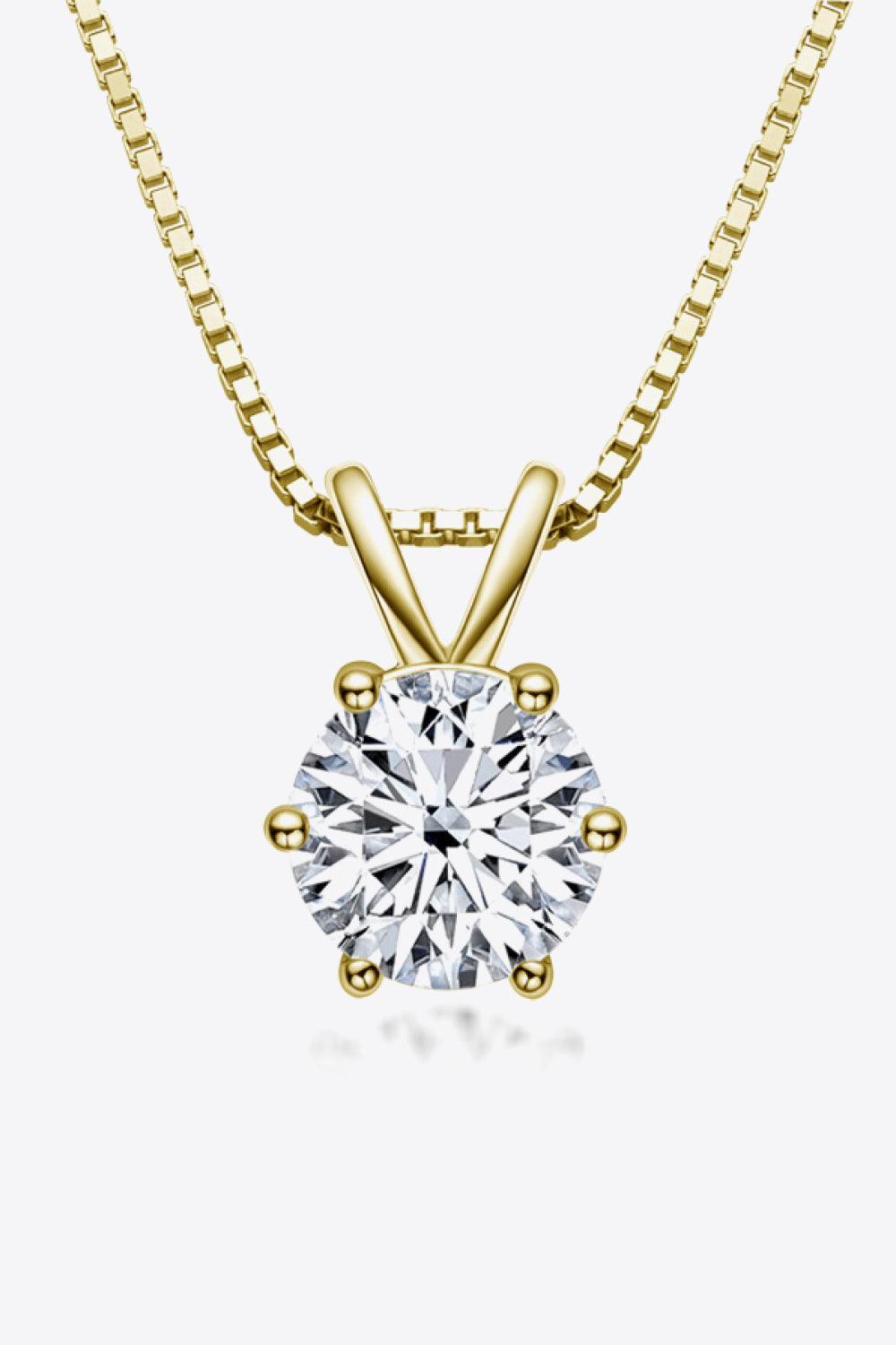 Hazel Blues® | 925 Sterling Silver 1 Carat Moissanite Pendant Necklace
