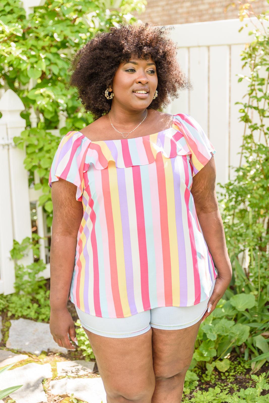 Hazel Blues® | It's Electric Striped Shirt