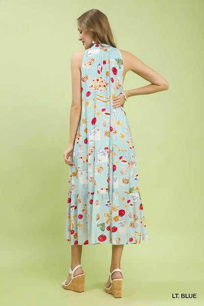 Hazel Blues® |  Umgee Abstract Print Tiered Halter Midi Dress