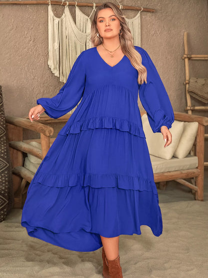 Hazel Blues® | Balloon Sleeve Ruffle Tiered Flowy Dress