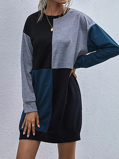 Hazel Blues® |  Color Block Casual Long Sleeve Mini Dress