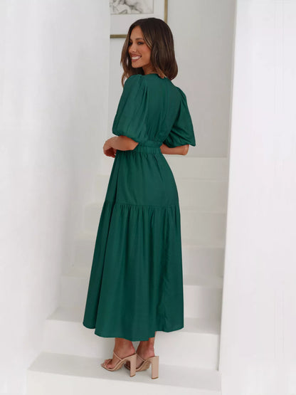 Hazel Blues® |  Tiered Puff Sleeve Midi Dress