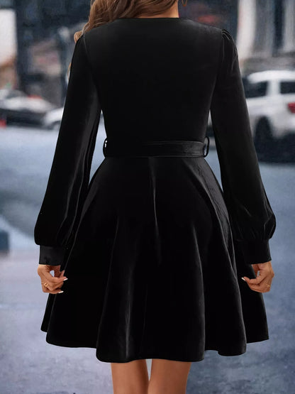 Hazel Blues® |  Velvet Long Sleeve A-Line Dress
