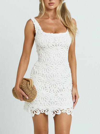 Hazel Blues® |  Crochet Wide Strap Mini Dress
