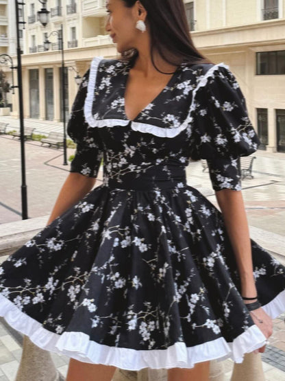Hazel Blues® |  Floral Print Puff Sleeve Mini Dress