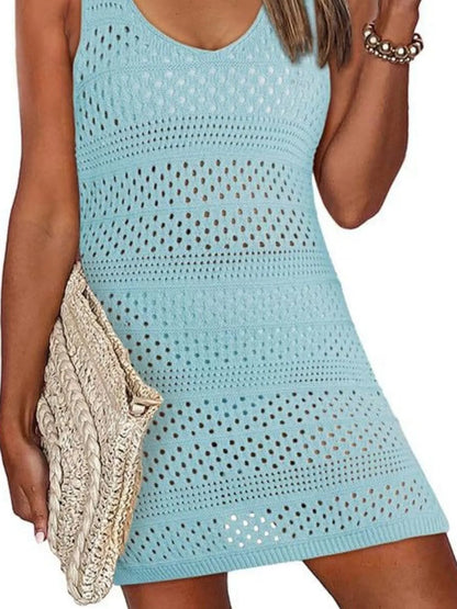 Hazel Blues® |  Crochet Knit Cover-Up Dress with Side Slit