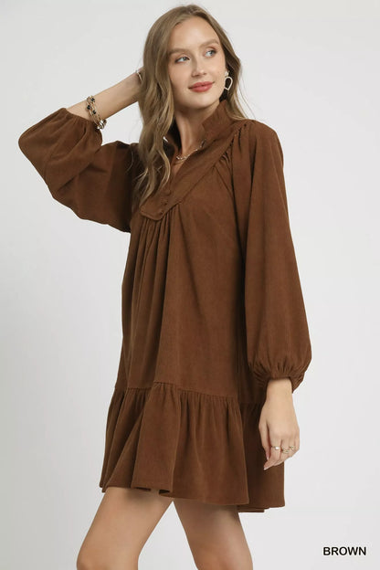 Hazel Blues® |  Umgee Corduroy Tiered Babydoll Dress