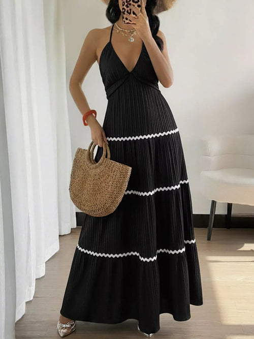 Hazel Blues® |  Halter Neck Pleated Maxi Dress