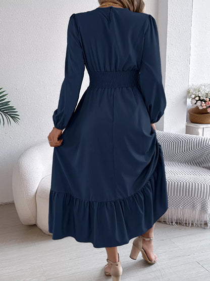 Hazel Blues® |  Round Neck Balloon Sleeve Tiered Dress