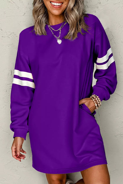 Hazel Blues® |  Stripe Long Sleeve Casual Sweatshirt Dress
