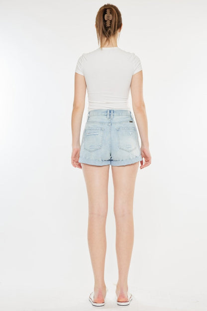 Hazel Blues® |  Kancan High Rise Repaired Mom Denim Shorts