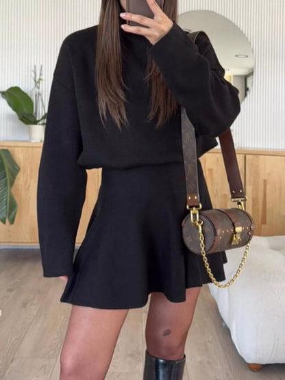 Hazel Blues® |  Round Neck Long Sleeve Mini Sweater Dress