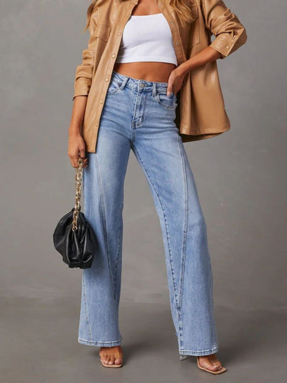 Hazel Blues® |  High Waist Straight Jeans with Pockets