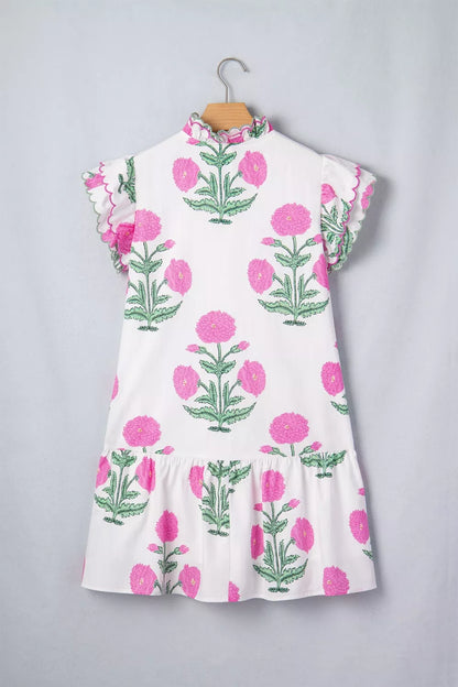 Hazel Blues® |  Floral Print Ruffle Trim Casual Mini Dress