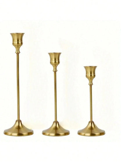 Brass Gold/Black Metal Tapered Candle Holders, Vintage Modern Decorative Centerpiece Candlestick For Fireplace, Wedding, Party, Cozy Home, Rama Table Decor, Mother's Day Gift, Party Use, Family Dining, High-End Restaurants Sup