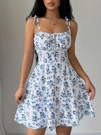 Hazel Blues® |  Floral Print Tie Strap Mini Dress