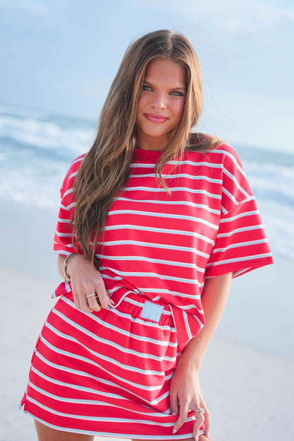 Double Stripe Patch Crewneck Top