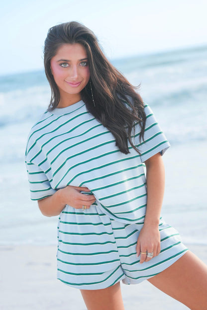 Double Stripe Patch Crewneck Top