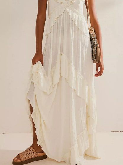 Hazel Blues® |  Ruffled Halter Neck Maxi Dress