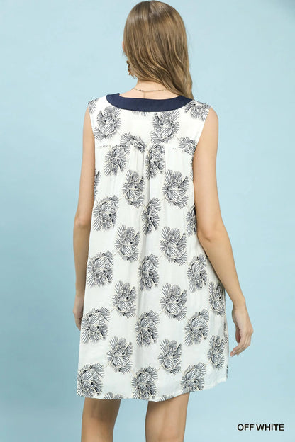 Hazel Blues® |  Umgee Floral Sleeveless Contrast V-Neck Mini Dress